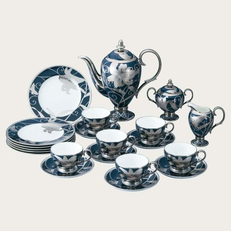 Японы Noritake брэндийн тансаг Hana Ginsai Yuri 23pc цайны иж бүрдэл